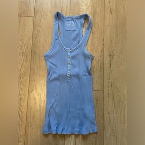 Aerie Light Blue Ribbed Tank Top